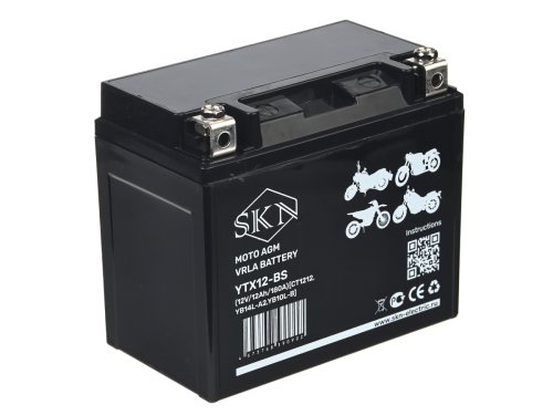 Аккумулятор стартерный для мототехники SKN YTX12-BS (12V/12Ah/180A) [CT 1212, YB14L-A2, YB10L-B]
