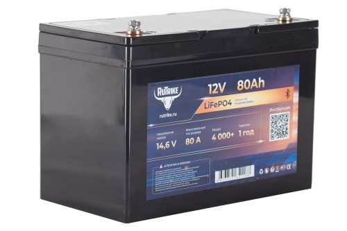 Аккумуляторная батарея литиевая Rutrike LiFePO4 (12V/80Ah/80A BT)
