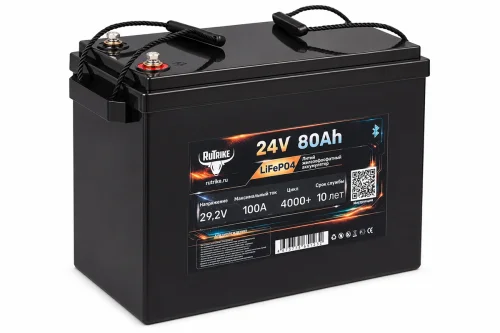 Аккумуляторная батарея литиевая Rutrike LiFePO4 (24V/80Ah/100A BT)