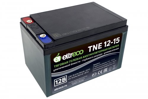 Тяговый аккумулятор Eltreco TNE12-15 (12V12A/H C3) болт