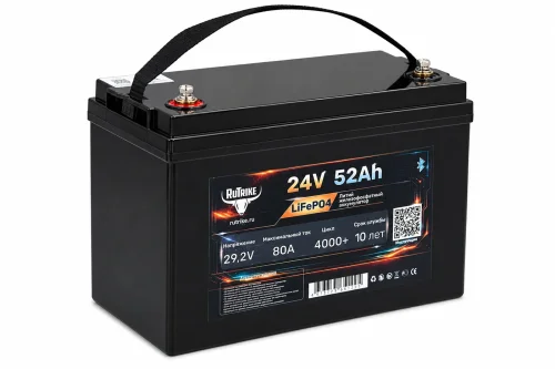 Аккумуляторная батарея литиевая Rutrike LiFePO4 (24V/52Ah/80A BT)